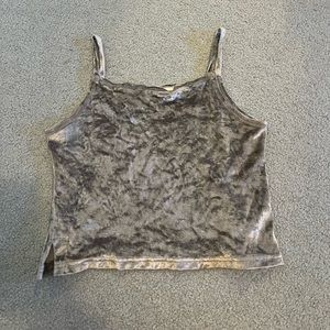 Faux velvet lightly cropped tank